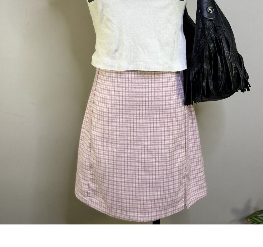 Brandy Melville Pink Plaid A Line Mini Skirt Clueless Indie Skater Y2K XS